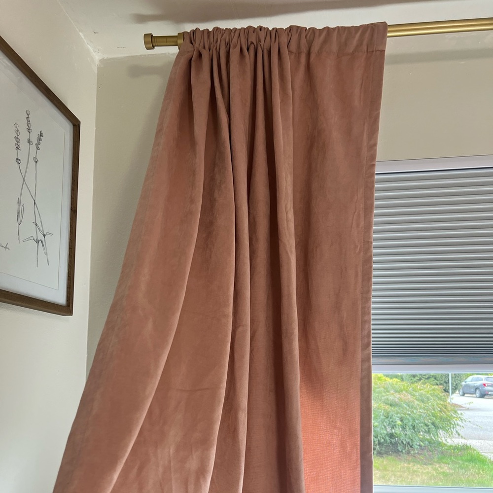 Pink/Blush Velvet Curtains (2 panels) 63”x54” double lined
